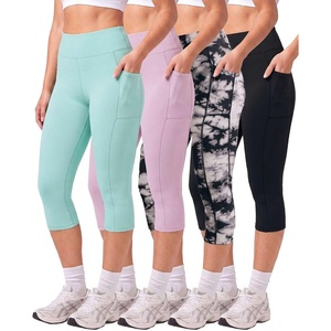 image:image4 Pack Womens Capri Leggings with Pockets High Waisted Yoga Workout CaprisSet 5