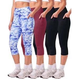 image:image4 Pack Womens Capri Leggings with Pockets High Waisted Yoga Workout CaprisSet 6