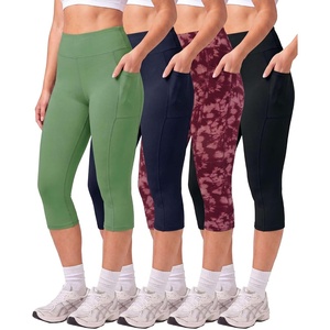 image:image4 Pack Womens Capri Leggings with Pockets High Waisted Yoga Workout CaprisSet 7
