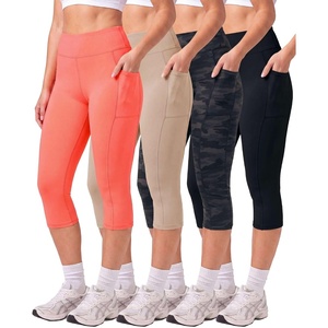 image:image4 Pack Womens Capri Leggings with Pockets High Waisted Yoga Workout CaprisSet 8