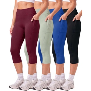 image:image4 Pack Womens Capri Leggings with Pockets High Waisted Yoga Workout CaprisSet 9