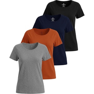 image:image4 Pack Womens Cotton T Shirts Short Sleeve Crew Neck Tops Basic CasualSet 12