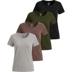 image:image4 Pack Womens Cotton T Shirts Short Sleeve Crew Neck Tops Basic CasualSet 3