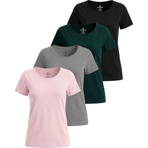 image:image4 Pack Womens Cotton T Shirts Short Sleeve Crew Neck Tops Basic CasualSet 4