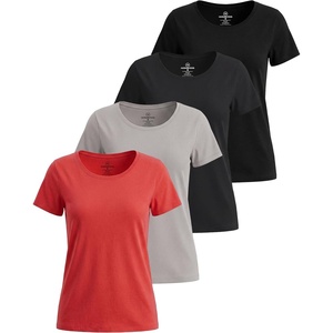 image:image4 Pack Womens Cotton T Shirts Short Sleeve Crew Neck Tops Basic CasualSet 6