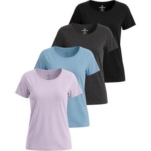 image:image4 Pack Womens Cotton T Shirts Short Sleeve Crew Neck Tops Basic CasualSet 8