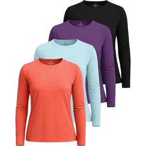 image:image4 Pack Womens Dry Fit Long Sleeve Sun Shirts UPF 50 Hiking Workout TopsSet 12
