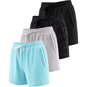 image:image4 Pack Womens Dry Fit Zipper Pockets Shorts Athletic Running High WaistedSet 10