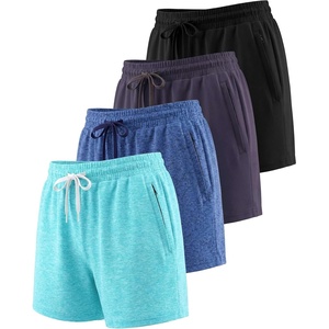 image:image4 Pack Womens Dry Fit Zipper Pockets Shorts Athletic Running High WaistedSet 3