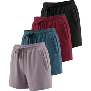 image:image4 Pack Womens Dry Fit Zipper Pockets Shorts Athletic Running High WaistedSet 5