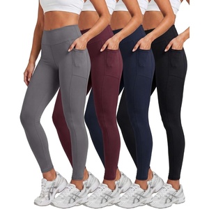 image:image4 Pack Womens Leggings with Pockets Yoga Pants Tummy Control Workout GymSet 12