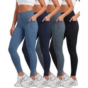 image:image4 Pack Womens Leggings with Pockets Yoga Pants Tummy Control Workout GymSet 13