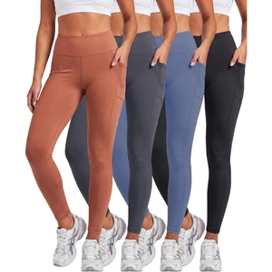 image:image4 Pack Womens Leggings with Pockets Yoga Pants Tummy Control Workout GymSet 2