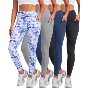 image:image4 Pack Womens Leggings with Pockets Yoga Pants Tummy Control Workout GymSet 3