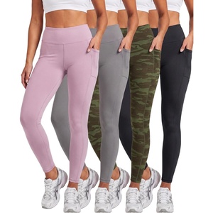image:image4 Pack Womens Leggings with Pockets Yoga Pants Tummy Control Workout GymSet 7