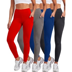 image:image4 Pack Womens Leggings with Pockets Yoga Pants Tummy Control Workout GymSet 8