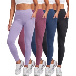 image:image4 Pack Womens Leggings with Pockets Yoga Pants Tummy Control Workout GymSet 9