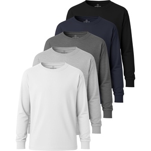 image:image5 Pack Boys Cotton Long Sleeve Jersey T Shirts Kids School Youth TeesSet 2