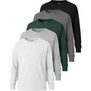 image:image5 Pack Boys Cotton Long Sleeve Jersey T Shirts Kids School Youth TeesSet 3