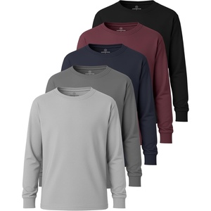 image:image5 Pack Boys Cotton Long Sleeve Jersey T Shirts Kids School Youth TeesSet 4