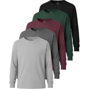 image:image5 Pack Boys Cotton Long Sleeve Jersey T Shirts Kids School Youth TeesSet 6