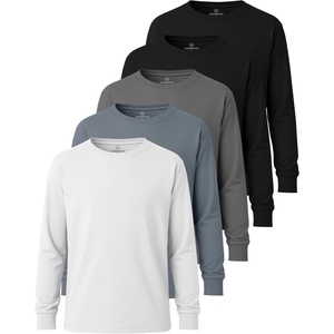 image:image5 Pack Boys Cotton Long Sleeve Jersey T Shirts Kids School Youth TeesSet 7