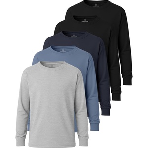 image:image5 Pack Boys Cotton Long Sleeve Jersey T Shirts Kids School Youth TeesSet 8