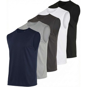 image:image5 Pack Mens Dry Fit Tank Tops Sleeveless Muscle Workout Gym Athletic ShirtRegular Size  Set M