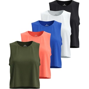 image:image5 Pack Womens Dry Fit Crop Tank Tops Sleeveless Athletic Workout Gym YogaSet 8