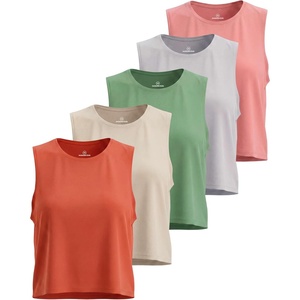 image:image5 Pack Womens Dry Fit Crop Tank Tops Sleeveless Athletic Workout Gym YogaSet 9