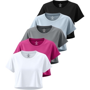 image:image5 Pack Womens Dry Fit Crop Top Workout T Shirts Short Sleeve Athletic GymSet 2