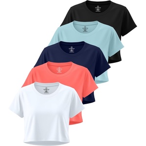 image:image5 Pack Womens Dry Fit Crop Top Workout T Shirts Short Sleeve Athletic GymSet 3
