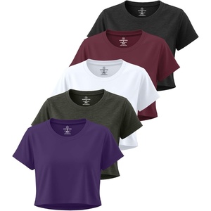 image:image5 Pack Womens Dry Fit Crop Top Workout T Shirts Short Sleeve Athletic GymSet 5