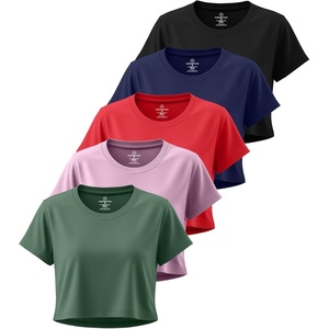 image:image5 Pack Womens Dry Fit Crop Top Workout T Shirts Short Sleeve Athletic GymSet 9