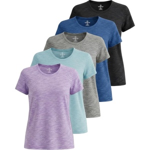 image:image5 Pack Womens Dry Fit Workout Tops Crew Neck T Shirts Athletic Gym TeesSet 1