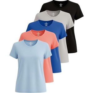 image:image5 Pack Womens Dry Fit Workout Tops Crew Neck T Shirts Athletic Gym TeesSet 10