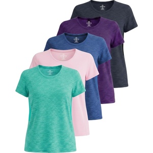 image:image5 Pack Womens Dry Fit Workout Tops Crew Neck T Shirts Athletic Gym TeesSet 15