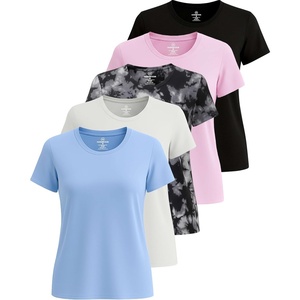 image:image5 Pack Womens Dry Fit Workout Tops Crew Neck T Shirts Athletic Gym TeesSet 16