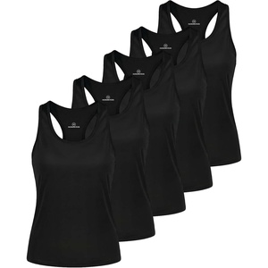 image:image5 Pack Womens Racerback Crop Tank Tops Dry Fit Workout Athletic Gym YogaSolid Black  Solid Black  Solid Black  Solid Black  Solid Black
