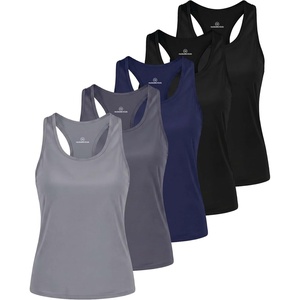image:image5 Pack Womens Racerback Crop Tank Tops Dry Fit Workout Athletic Gym YogaSolid Black  Solid Black  Solid Navy Blazer  Solid Quiet Shade  Solid Ultimate Grey