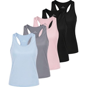 image:image5 Pack Womens Racerback Crop Tank Tops Dry Fit Workout Athletic Gym YogaSolid Black  Solid Black  Solid Pale Lilac  Solid Ultimate Grey  Solid Ballad Blue