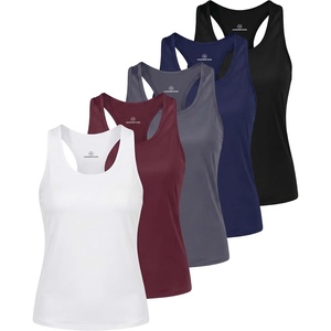 image:image5 Pack Womens Racerback Crop Tank Tops Dry Fit Workout Athletic Gym YogaSolid Black  Solid Navy Blazer  Solid Quiet Shade  Solid Burgundy  Solid Bright White
