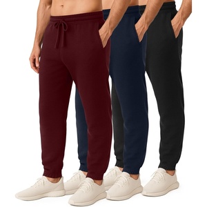 image:imageReal Essentials 3 Pack Mens Cotton Fleece Jogger Sweatpants  Casual Comfy Athletic Pants with Pockets Big amp TallSet 1