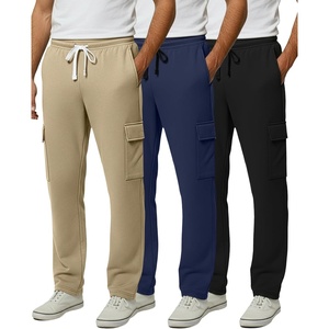 image:imageReal Essentials 3 Pack Mens Tech Fleece Open Bottom Cargo Sweatpants with Pockets Available in Big amp TallSet 1
