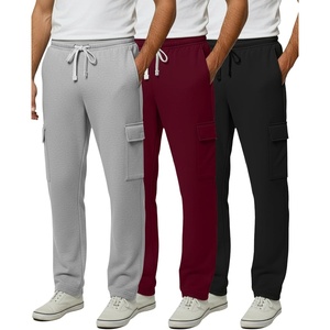 image:imageReal Essentials 3 Pack Mens Tech Fleece Open Bottom Cargo Sweatpants with Pockets Available in Big amp TallSet 3
