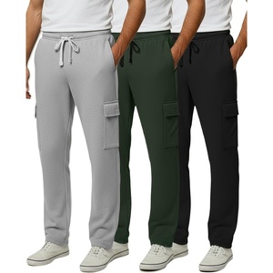 image:imageReal Essentials 3 Pack Mens Tech Fleece Open Bottom Cargo Sweatpants with Pockets Available in Big amp TallSet 8