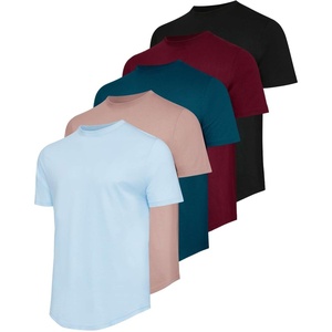 image:imageReal Essentials 5 Pack Mens Cotton Hipster Curved Hem Droptail Tee  Premium Longline TShirts with Long Tail Drop CutSet 3
