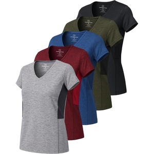 image:imageReal Essentials 5 Pack Womens DryFit Short Sleeve V Neck T Shirt Workout Fitness Yoga Top Tee Available in Plus SizeSet 3