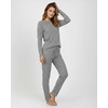 image:image2 Pack Womens Pajama Sets Long Sleeve Sleepwear Comfy Cute Loungewear PJSet E Purple  Black