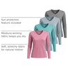 image:image4 Pack Womens Dry Fit Long Sleeve V Neck Tops Workout Athletic Tees ShirtsSet 1